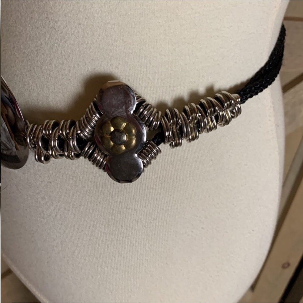Metal belt with black braid and hook and chain closure - Picture 8 of 11